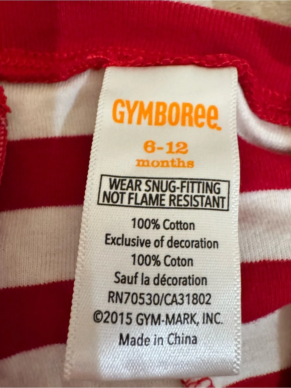Gymboree Red and White Striped Footed One-Piece with Holiday Pajamas